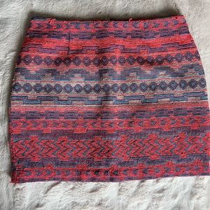 Multi color mini skirt with back zip
